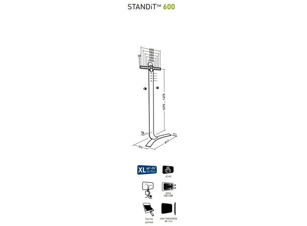 Erard STAND iT 600, veggstativ uten å skru i veggen.